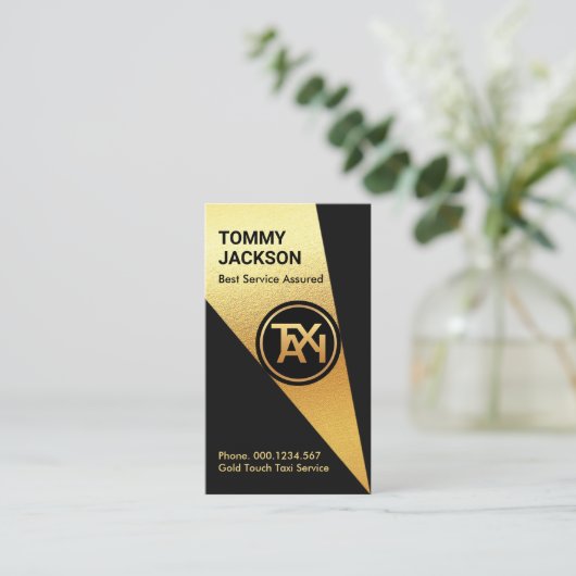 明るい金ゴールドスポットライト金ゴールドタクシー車 名刺 (スタンド正面)