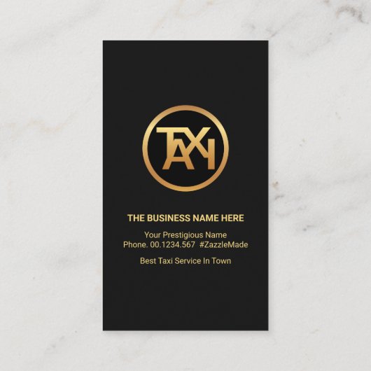 明るい金ゴールドスポットライト金ゴールドタクシー車 名刺 (裏面)