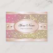 明るい金ゴールドピンクパープルグリッタージュエリー絶妙 名刺 (正面)