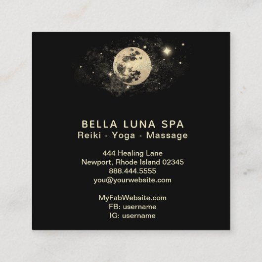 *~*明るい金ゴールド月星 スクエア名刺 (裏面)