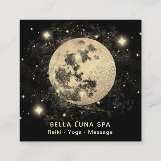 *~*明るい金ゴールド月星 スクエア名刺 (正面)