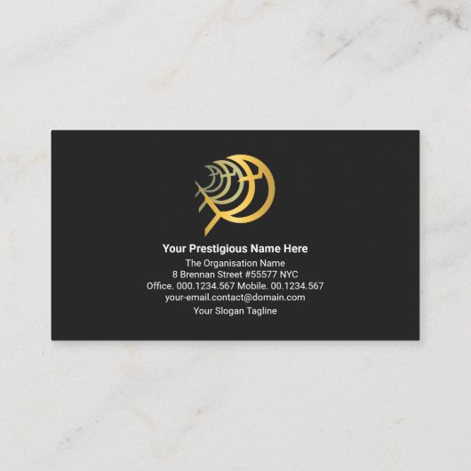 明るい金ゴールド線金ゴールドIchthus Christian Fish 名刺 (裏面)