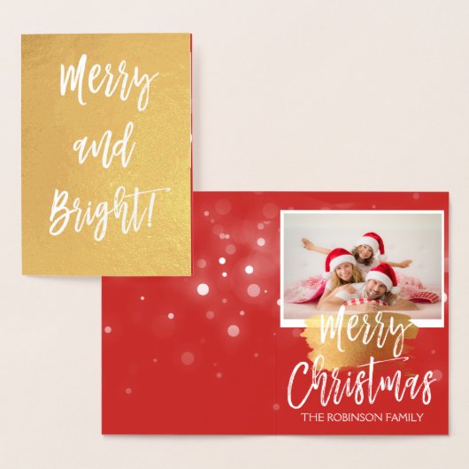 明るい金メリー箔のクリスマスフォトカード 箔カード (ディスプレー)