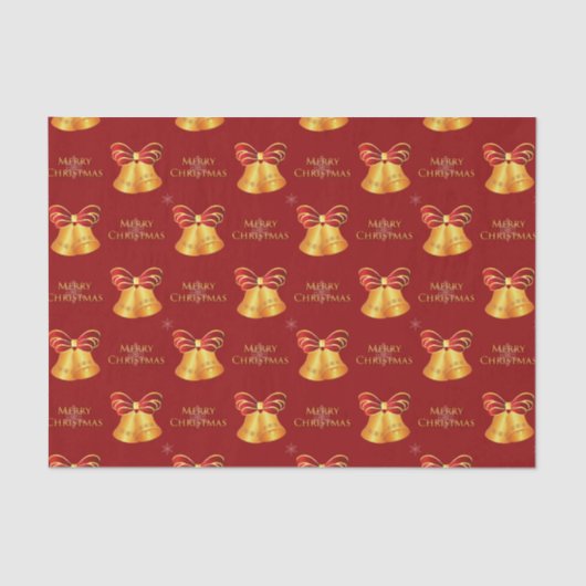 明るい金属製の金ゴールドベルメリークリスマス 薄葉紙 (正面)