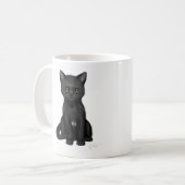 明るい金目を持つ甘く黒い子猫猫 コーヒーマグカップ (正面左)