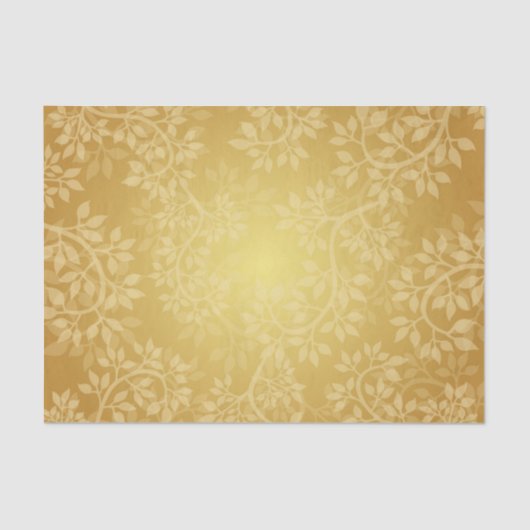 明るい金葉およびつる植物パターン 薄葉紙 (正面)