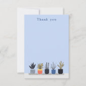 明るい鉢植え植物イラストレーションノートカード サンキューカード (正面)