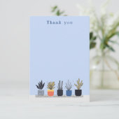 明るい鉢植え植物イラストレーションノートカード サンキューカード (スタンド正面)