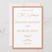 明るい銅のエレガントなモダンカリグラフィー結婚式 招待状 (正面)