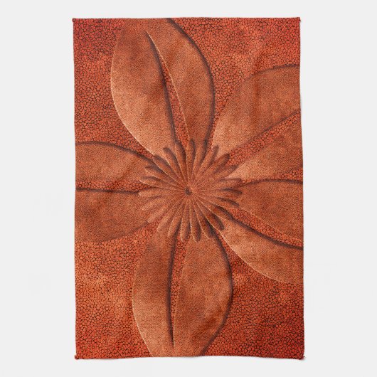 明るい銅の一見の織り目加工の花 キッチンタオル (縦)