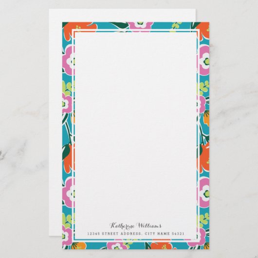 明るい開花のパーソナライズな文房具 便箋 (正面/裏面)