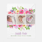 明るい開花3フォトベビー名 フリースブランケット (正面)