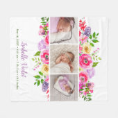 明るい開花3フォトベビー名 フリースブランケット (正面(横))