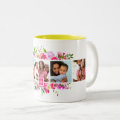 明るい開花5 Photo Collage モノグラムの ツートーンマグカップ (正面右)