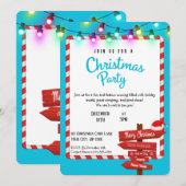 明るい陽気なクリスマスパーティの招待状 (正面/裏面)