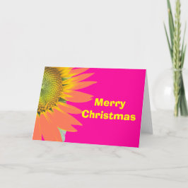 明るい陽気なクリスマスピンクと黄色の花 シーズンカード