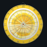 明るい陽気なサンシャインイエローレモンシトラスフルーツ ダーツボード<br><div class="desc">明るく明るく、この太陽の黄色の色のデザインは、レモン柑橘類の果実の一部を持ち、切り開いて、セグメントを示してスライスの内側を明らかにする。このテンプレートデザインはパーソナライズされた、名カスタム前またはイニシャルの名前または意味のある単語と共に使用できる。この作品は明るい目を引く明るい黄色に対して設定されている。</div>