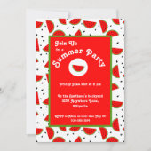 明るい陽気なスイカ夏のパーティー 招待状 (正面)