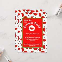 明るい陽気なスイカ夏のパーティー 招待状