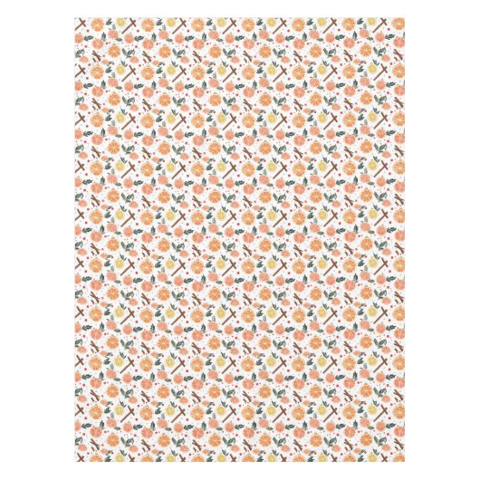 明るい陽気な柑橘類とシナモンクリスマス テーブルクロス (正面)