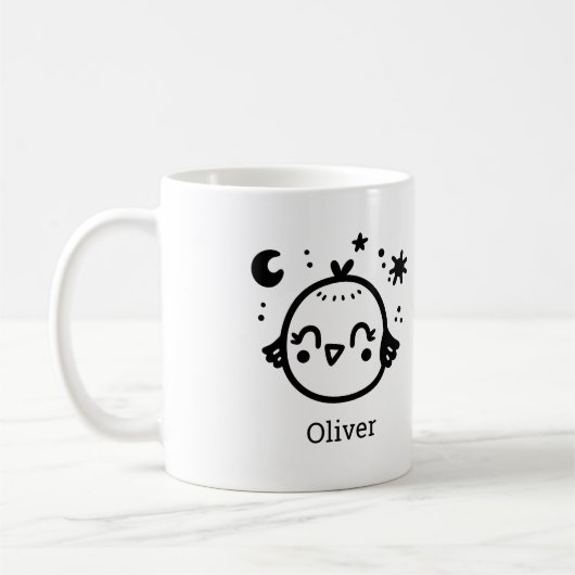 明るい雛 – かわいいズバードラインアート» コーヒーマグカップ (左)