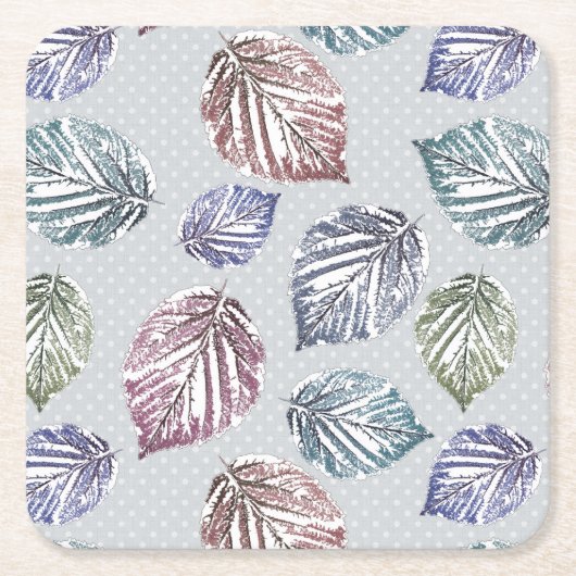 明るい離れグレーの背景に開いた作業の スクエアペーパーコースター (正面)