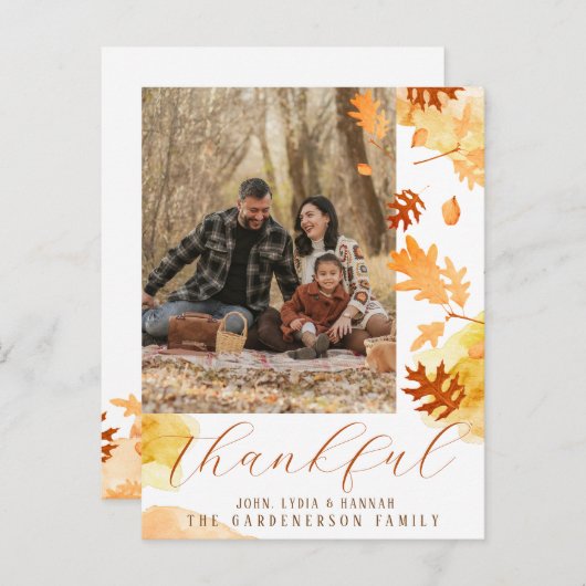 明るい離れ秋の葉の感謝写真 ポストカード (正面/裏面)