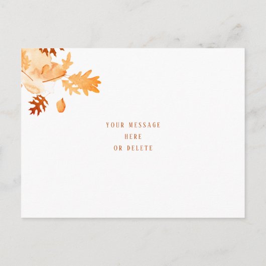 明るい離れ秋の葉の感謝写真 ポストカード (裏面)