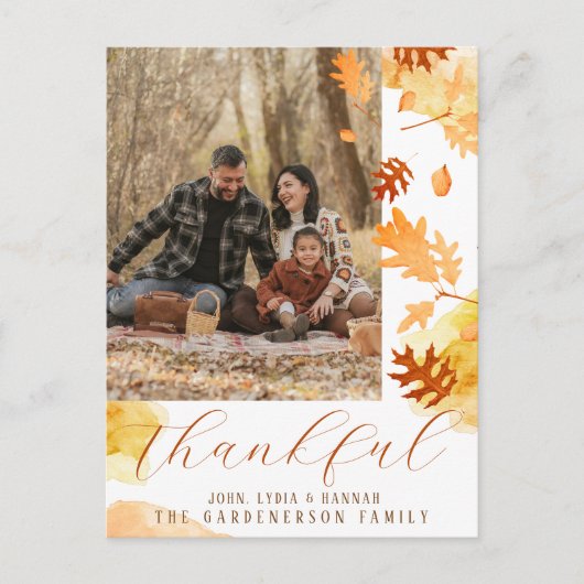 明るい離れ秋の葉の感謝写真 ポストカード (正面)