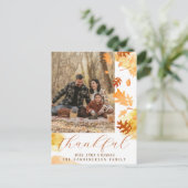 明るい離れ秋の葉の感謝写真 ポストカード (スタンド正面)