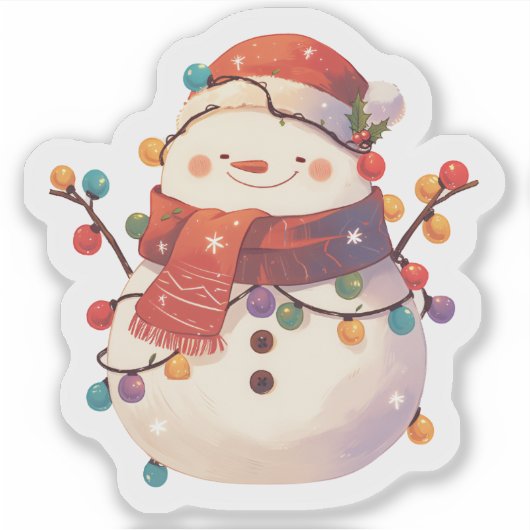 明るい雪だるま シール (正面)