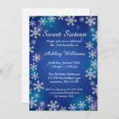 明るい雪のブルーウィンターワンダーランドスウィート16 招待状 (正面/裏面)