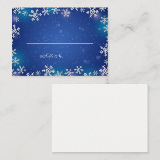 明るい雪のブルーテーブルシーティング座席表 プレイスカード (正面/裏面)