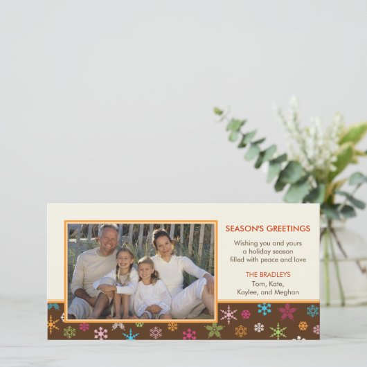 明るい雪のホリデーフォトカード シーズンカード (スタンド正面)