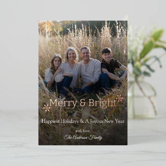 明るい雪メリー片フォトフォイルカード 箔シーズンカード (立ち正面)