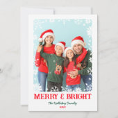 明るい雪メリー片1写真クリスマス シーズンカード (正面)