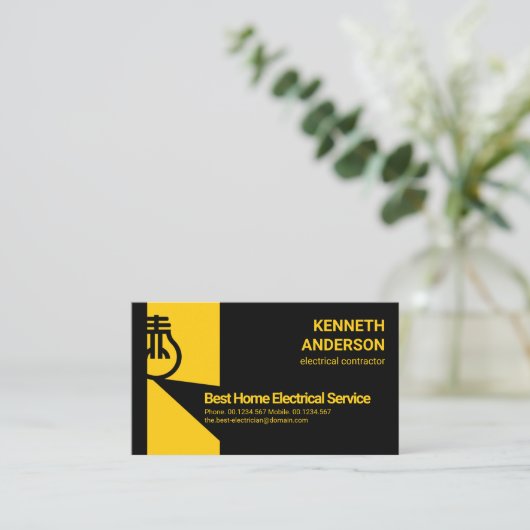 明るい電はっきりした球の電気技師サービス 名刺 (スタンド正面)