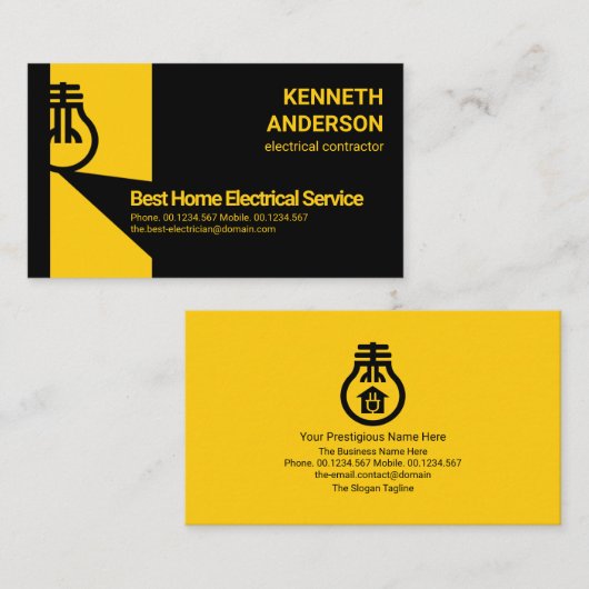 明るい電はっきりした球の電気技師サービス 名刺 (正面/裏面)