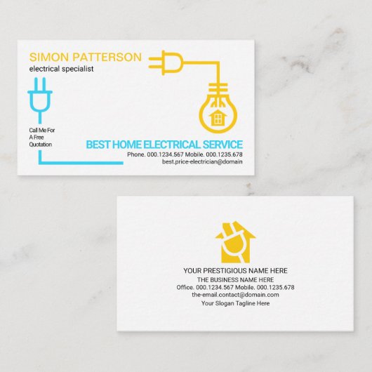 明るい電気回路配線電気サービス 名刺 (正面/裏面)