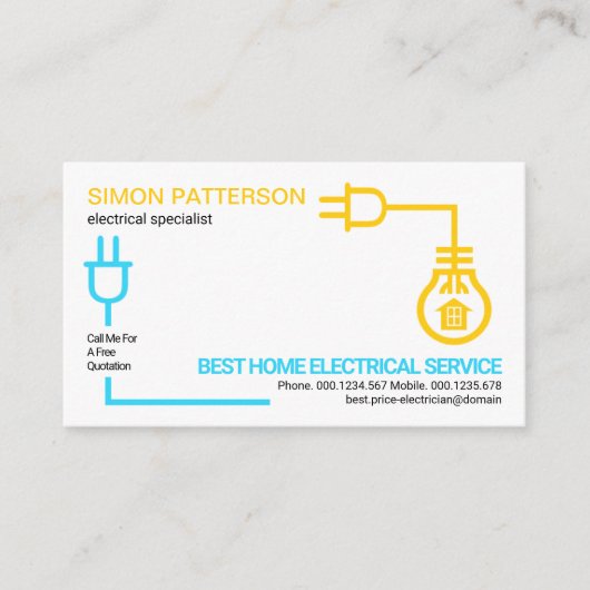 明るい電気回路配線電気サービス 名刺 (正面)