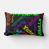 明るい電色でコラージュピローと名付ける ランバークッション (正面)