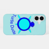 明るい青いカメの男の子のiPhoneケース iPhone 16ケース (裏面横)