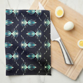 明るい青い宝石の上品な白熱［赤熱］光を放つ外観 キッチンタオル (四つ折り)