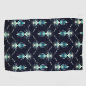 明るい青い宝石の上品な白熱［赤熱］光を放つ外観 ゴルフタオル (横)