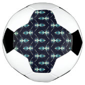 明るい青い宝石の上品な白熱［赤熱］光を放つ外観 サッカーボール (回転)