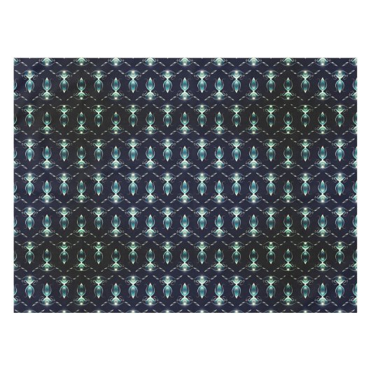 明るい青い宝石の上品な白熱［赤熱］光を放つ外観 テーブルクロス (正面(横))