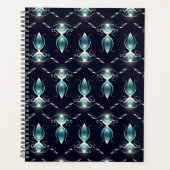 明るい青い宝石の上品な白熱［赤熱］光を放つ外観 プランナー手帳 (正面)