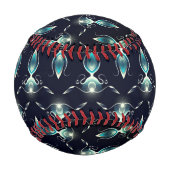 明るい青い宝石の上品な白熱［赤熱］光を放つ外観 野球ボール (裏面)