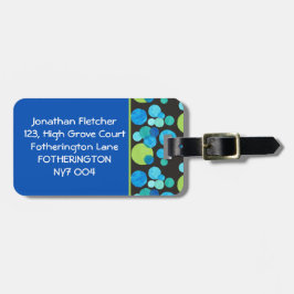 明るい青い月，荷物札，青，緑，黒 ラゲッジタグ