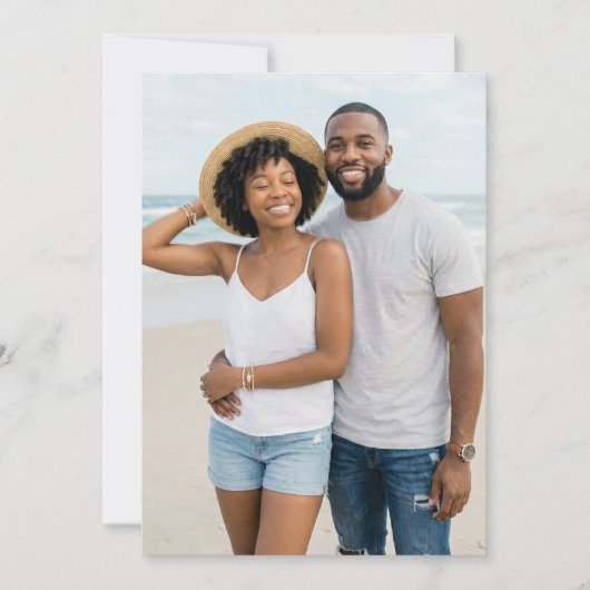 明るい青い海辺の写真 招待状 (正面)